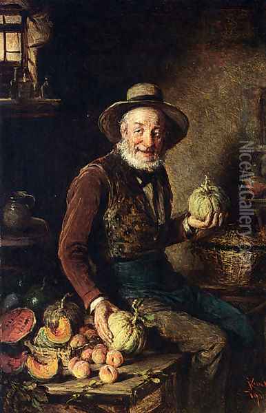 The Pumpkin Seller Oil Painting - Hermann Kern