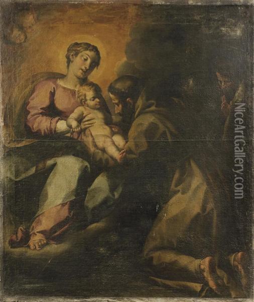 La Madonna Offre Il Bambino A San Francesco Oil Painting - Simone Barabino