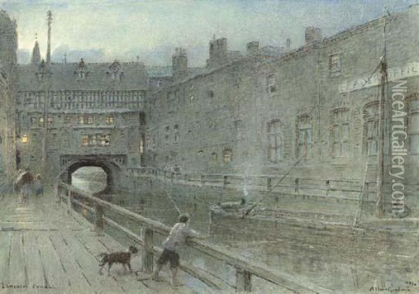 The Canal, Lincoln Oil Painting - Albert Goodwin