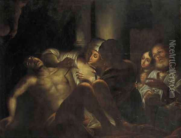 Irene tending the wounds of Saint Sebastian Oil Painting - Nicolas Tournier