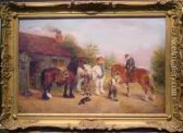 A Trip To The Farriers Oil Painting - Edwin Frederick Holt