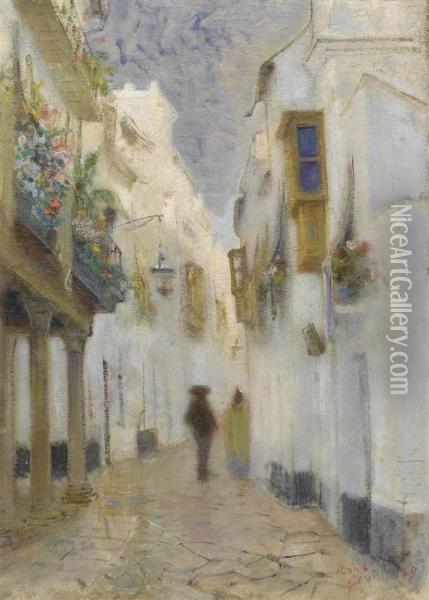 Lane In Seville Oil Painting - Paul, Paulus Philip. Rink