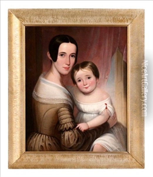 Portrait Of Mary H. Curry And Child Oil Painting - Jefferson Gauntt