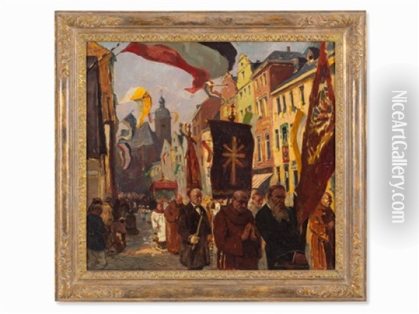 Corpus Christi Procession Oil Painting - Hans Seyppel