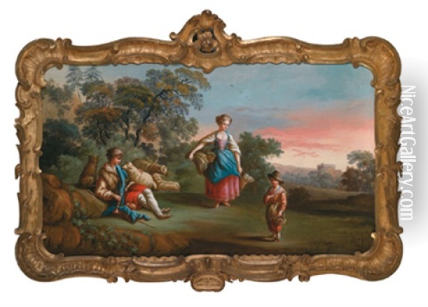 Eine Schaferfamilie Oil Painting - Johann Jacob Sorg