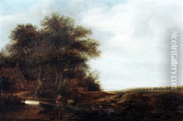 Landschap Met Fuikenvissers Oil Painting - Jacob van Mosscher