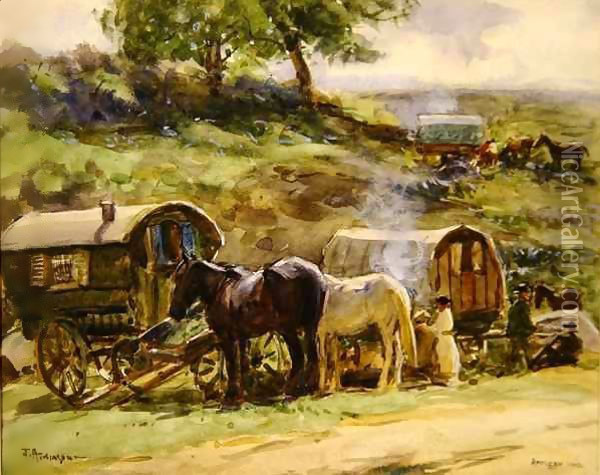 Gypsy Encampment, Appleby Oil Painting - John Atkinson