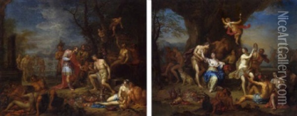 Bacchus Und Midas Oil Painting - Franz Christoph Janneck