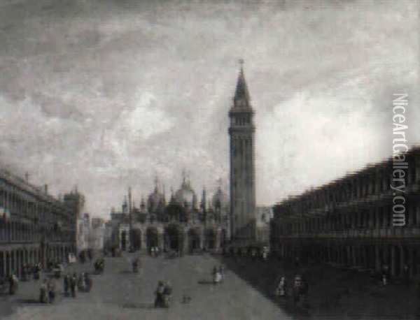 View Of The San Piazza San Marco, Venice Oil Painting - Giovanni Grubas