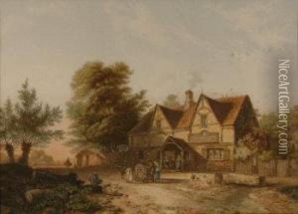 Landscapes With Cottage Oil Painting - George Baxter