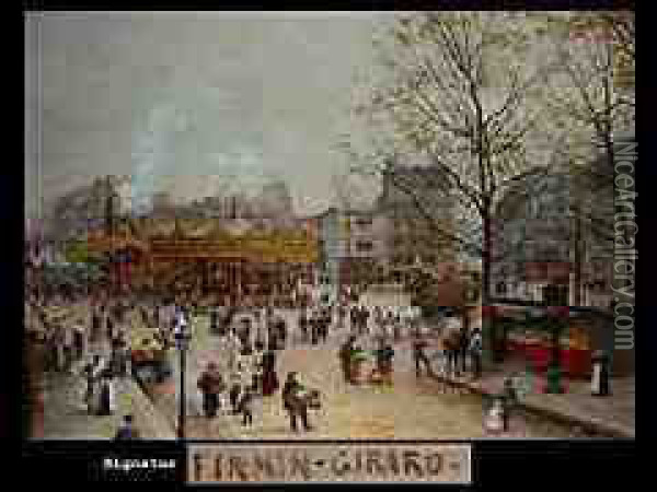 Fruhlingsfest Auf Dem Place Pigalle, Paris Oil Painting - Marie-Francois-Firmin Girard