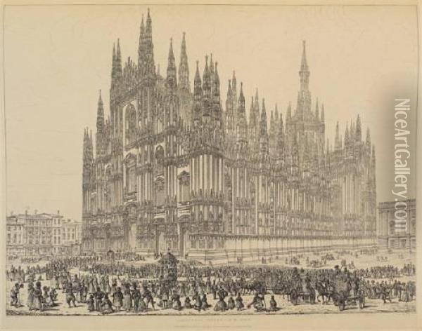 Engravings Of Ancient Cathedrals, Hotels De Ville And Other Public Buildings Of Celebrity In France, Holland, Germany, And Italy Oil Painting - John Coney