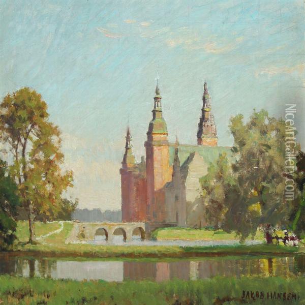 View With Frederiksborg Castle Oil Painting - Jakob Hansen