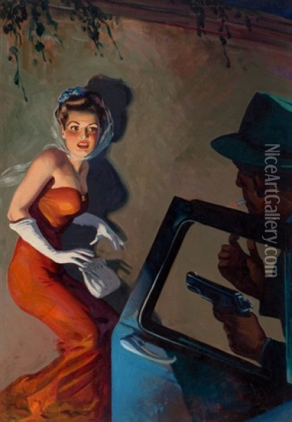 Skeleton In The Closet, Private Detective Stories Pulp Cover, September Oil Painting - Hugh J. Ward