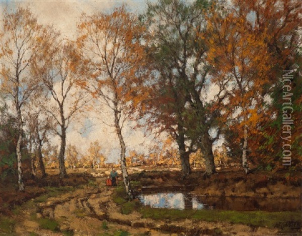 Along The Vordense Stream In Autumn Oil Painting - Arnold Marc Gorter