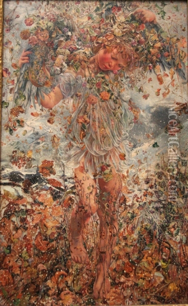 The Four Seasons - Winter Oil Painting - Leon Frederic