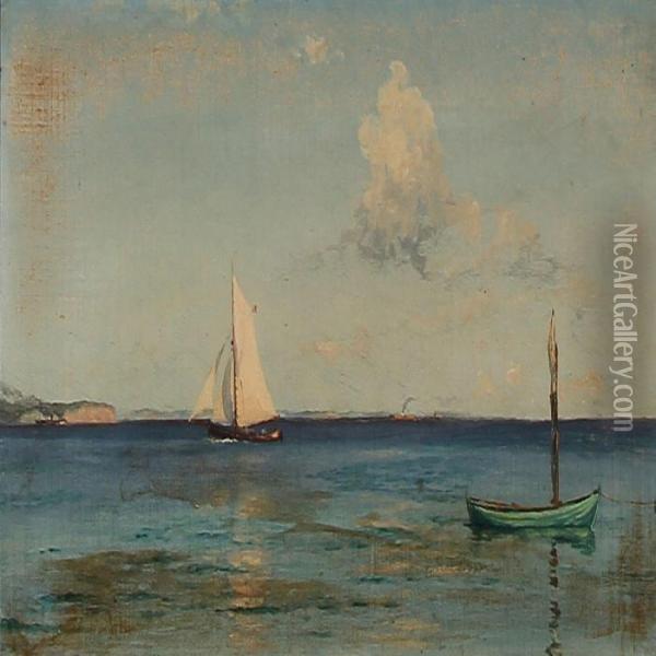 Summer Idyll At A Coast Oil Painting - Christian Benjamin Olsen