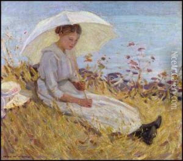 Girl With Parasol Oil Painting - Helen Galloway Mcnicoll