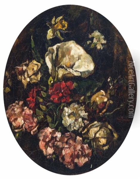 Boeket Met Aronskelk, Narcis En Roosjes Oil Painting - Willem de Zwart