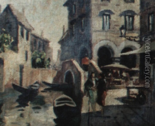 Venice Canal Scene Oil Painting - Vincenzo Giovannini