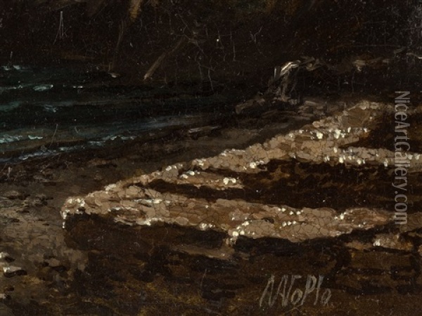 Moonlit Seascape Oil Painting - Lev Felixovich Lagorio