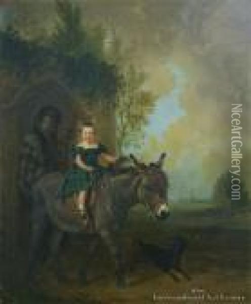 The Riding Lesson Oil Painting - Edmund Bristow