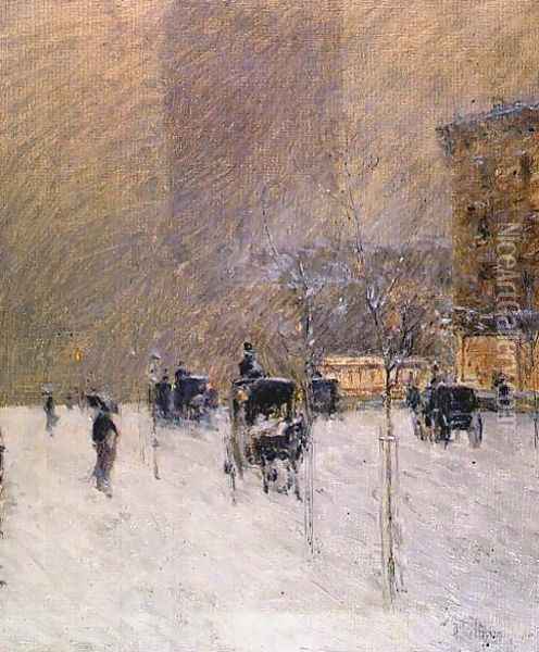Winter Afternoon in New York, 1900 Oil Painting - Childe Hassam