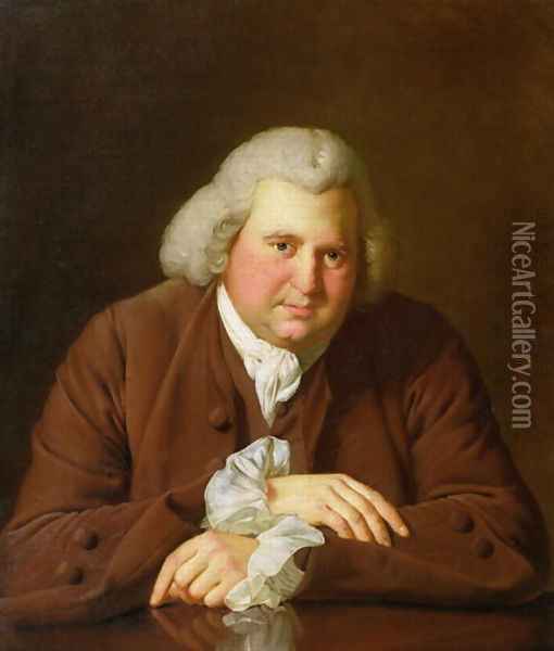 Portrait of Dr Erasmus Darwin (1731-1802) scientist, inventor and poet, grandfather of Charles Darwin, c.1770 Oil Painting - Josepf Wright Of Derby