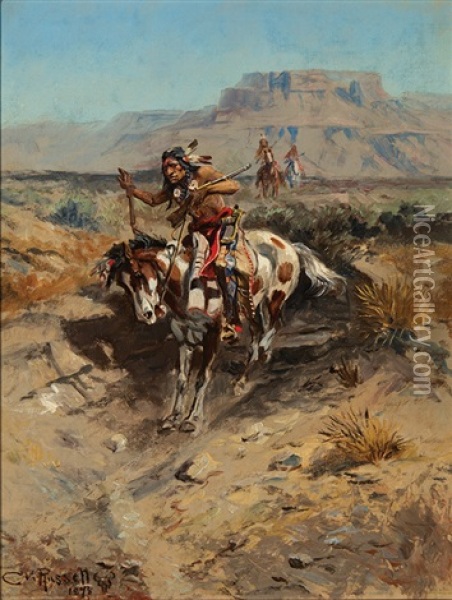 Indian On Horseback Oil Painting - Charles Russell
