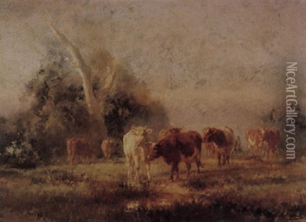 Cattle In Landscape Oil Painting - Jan Hendrik Scheltema