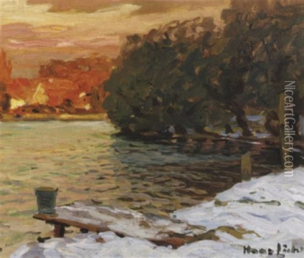 Winterabend Oil Painting - Hans Licht