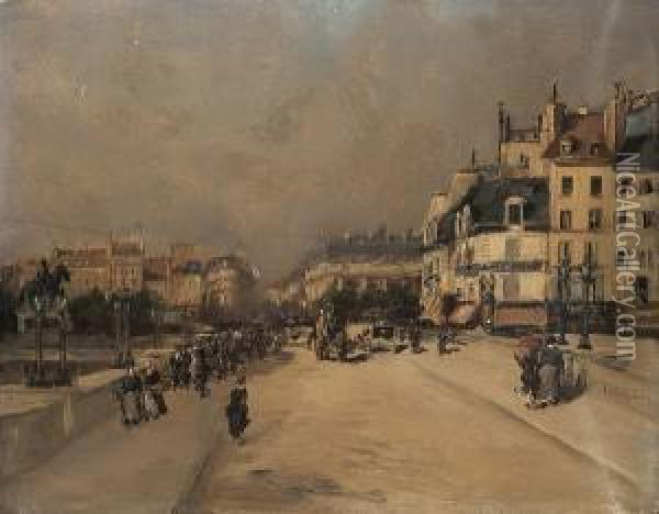 A Street Scene With Numerous Figures, Possiblyin Madrid Oil Painting - Mariano Fortuny Y Madrazo