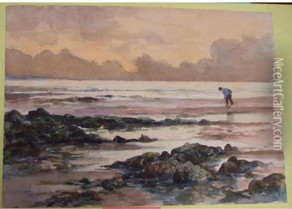 Pecheur Au Bord De La Mer Oil Painting - Georges Philibert Charles Marionez