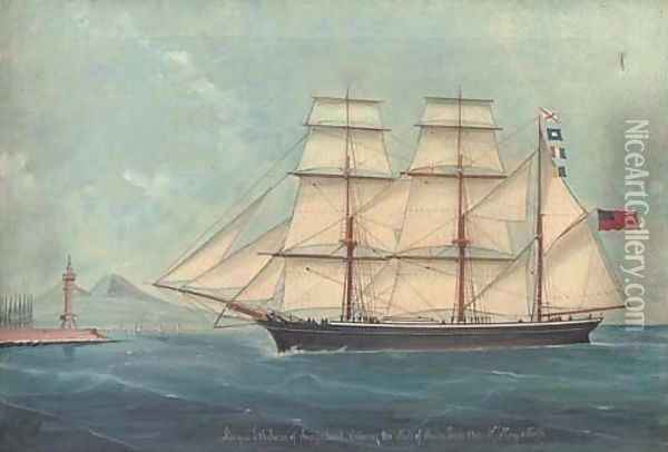 The wooden barque Ethelwin of Sunderland entering Naples Oil Painting - Luigi P. Renault