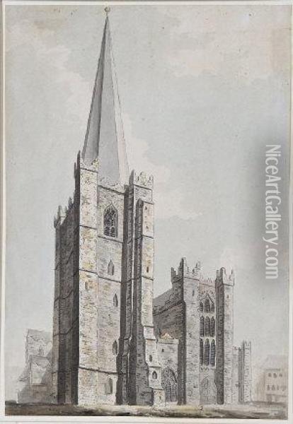 Saint Patrick's Cathedral, Dublin, From The West Oil Painting - James Gandon