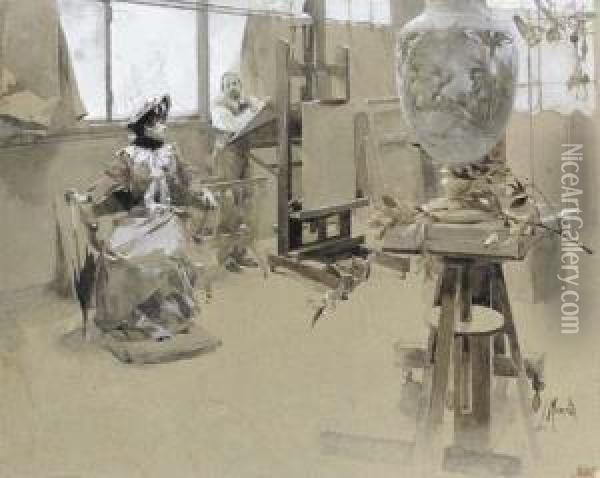 Im Atelier Oil Painting - Ludwig, Ludek Marold