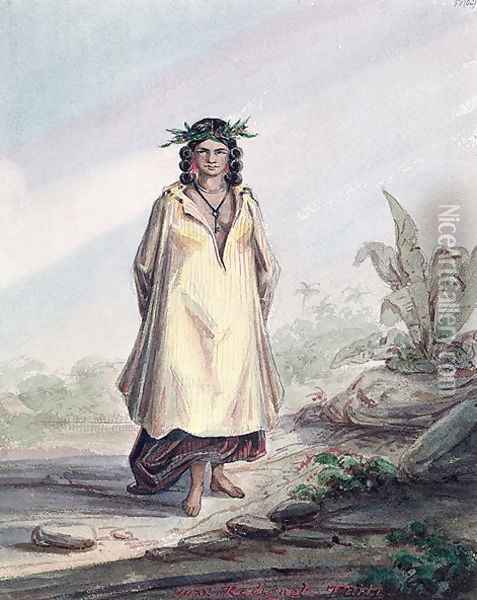 Young woman of Tahiti, c.1841-48 Oil Painting - Maximilie Radiguet