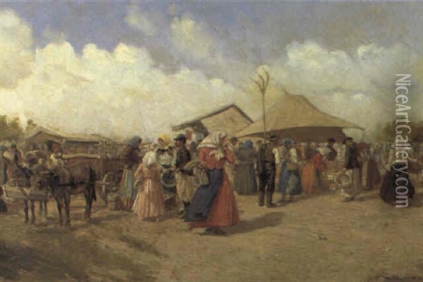 Bauernmarkt Oil Painting - Hermann Reisz
