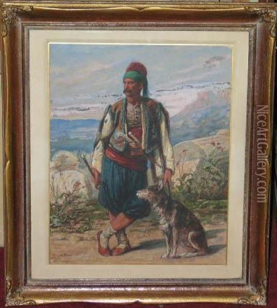 Portrait Dun Turc Avec Son Chien Oil Painting - Adolphe Yvon