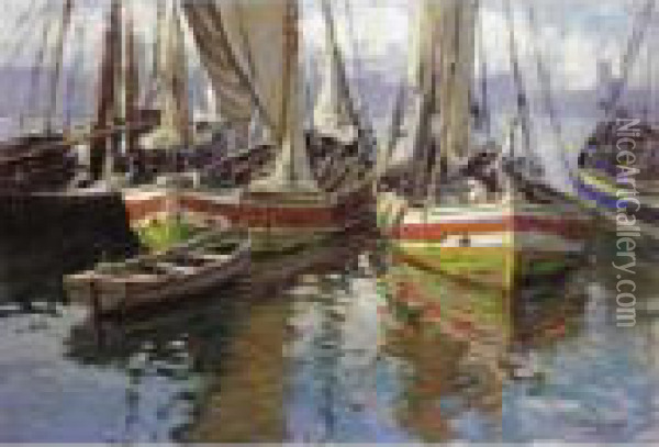 Harbour Scene Oil Painting - Gaetano Esposito