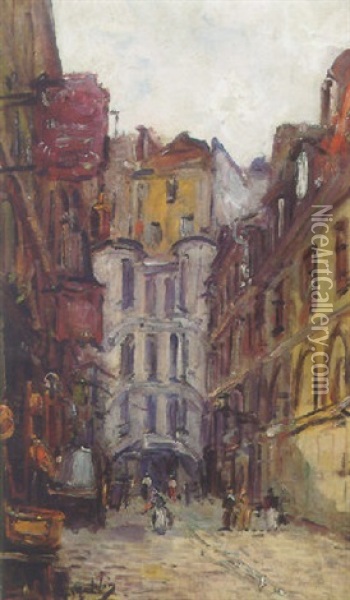 Ruelle Animee Oil Painting - Gustave Madelain