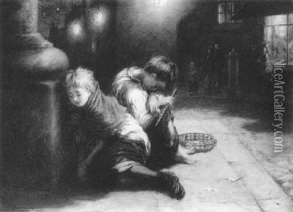 Fatigued Minstrels Oil Painting - Augustus Edwin Mulready
