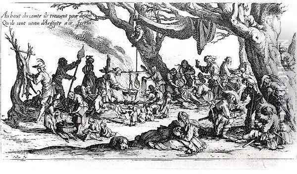 A Birth in a Gypsy Camp Oil Painting - Jacques Callot