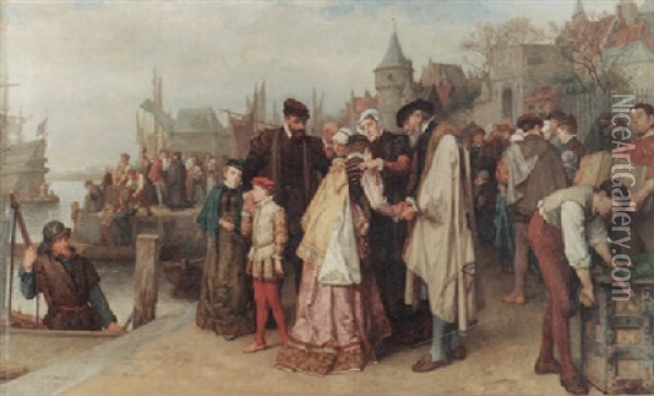 Emigration Of The Huguenots, 1566 Oil Painting - Jan Antoon Neuhuys