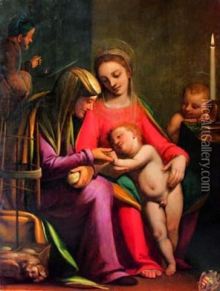 La Vierge A L'enfant Avec Sainte Anne, Saint Joseph Et Saint Jean-baptiste Oil Painting - Sofonisba Anguissola