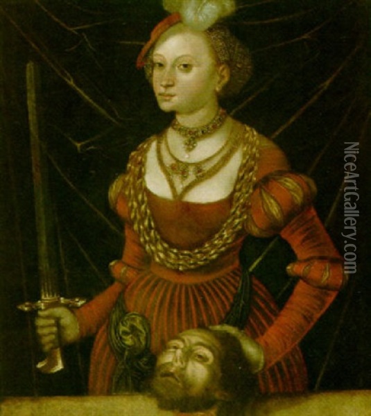 Judith With The Head Of Holofernes Oil Painting - Lucas Cranach the Younger