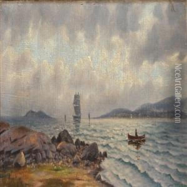 Coastal Scene With Sailing Ships On The Sea Oil Painting - Carl Moe