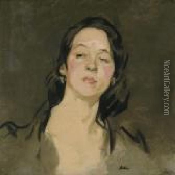 Portrait Of Jeanie Blyth Oil Painting - Samuel John Peploe