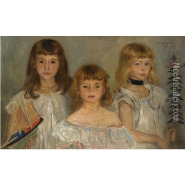 Drei Kleine Madchen (three Girls) Oil Painting - Lovis Corinth