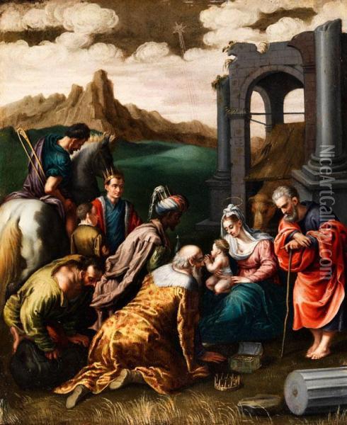 Anbetung Der Konige Oil Painting - Jacopo Bassano (Jacopo da Ponte)